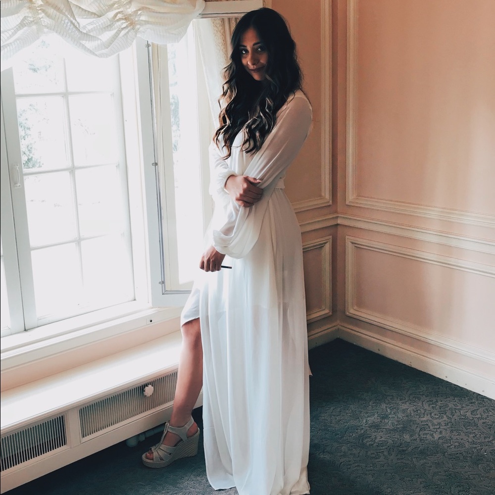 White Long sleeve maxi dress / gown
